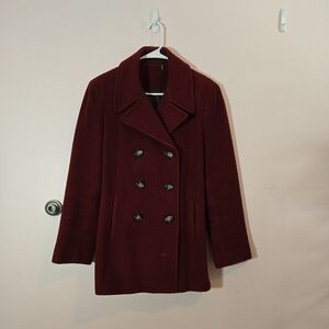 Calvin Klein Red Wool Trench Coat Size 12